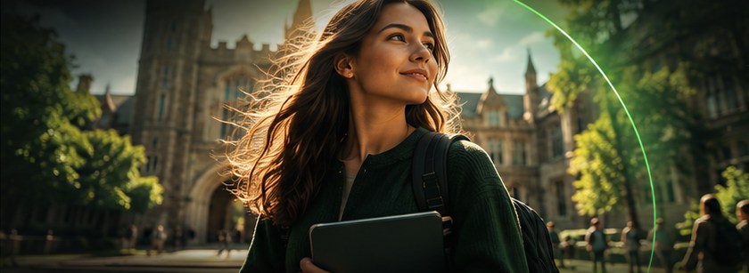 Student on a university campus